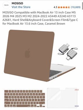 MOSISO Caramel Brown MacBook Air 13 Protective Case + Keyboard Cover